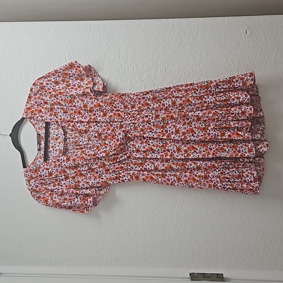 Zara Floral Faux Wrap Flutter Sleeve Dress sz L EUC - Picture 2 of 6
